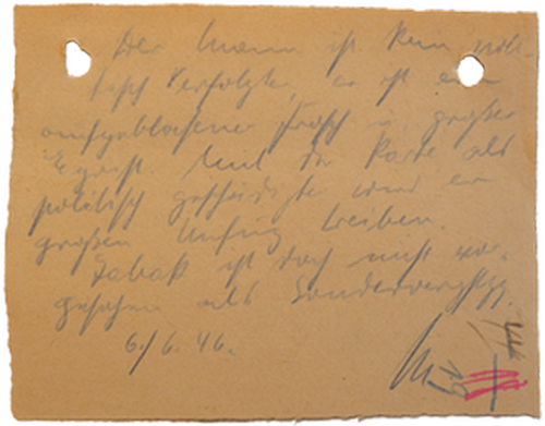 Handschriftliche Aktennotiz Kreisverwaltung Detmold
